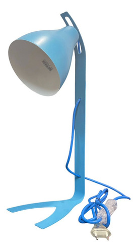 Luminária De Mesa Abajur Azul Fosco Metal E27 43x18cm