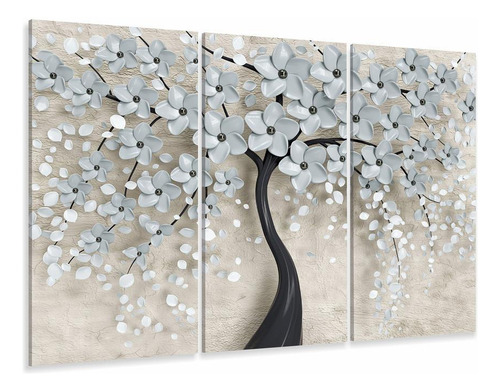 Quadro Decorativo Wall Frame Cerejeira Flores Azul 120x60cm