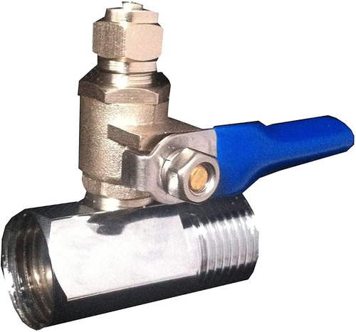 Conector T 1/2 A 1/4 C/ Llave De Paso Metalica Azul Aquahome