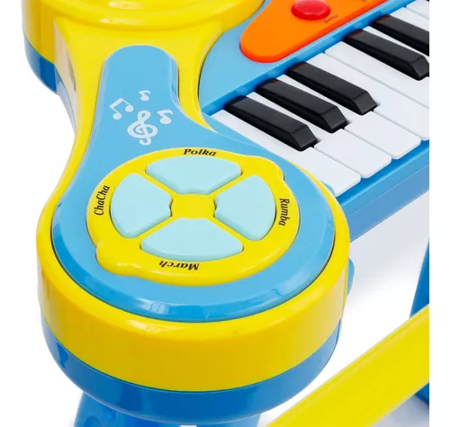 Piano Teclado Infantil com 31 Teclas, Banco, Microfone e Modo