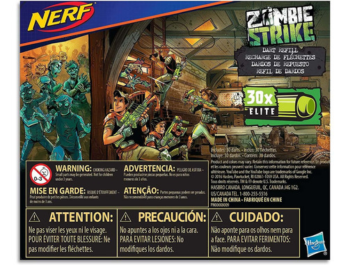 Nerf Zombi Strike - Juego De 30 Dardos De Recambio, Multicol