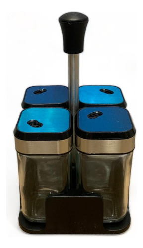 Especiero De Cristal 5pzas Color Azul acero