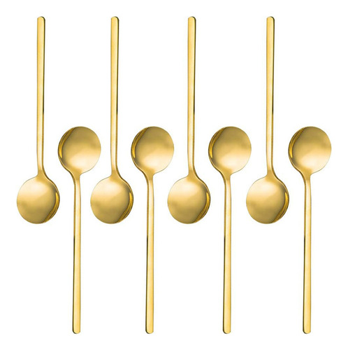 Cucharas De Café Espresso De Acero Inoxidable Chapadas En Or