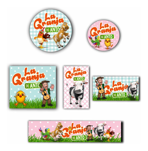 Stickers Etiquetas Candy Bar Granja Nena Pastel Troquel 144u