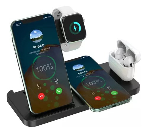 Base De Carregamento Indução 3 Em 1 Para iPhone Watch Airpod