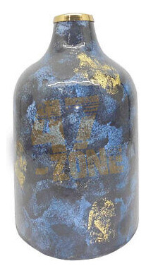 Glass D6.5x10  Vase Gold And Blue Indoor Outdoor Home De Ggz