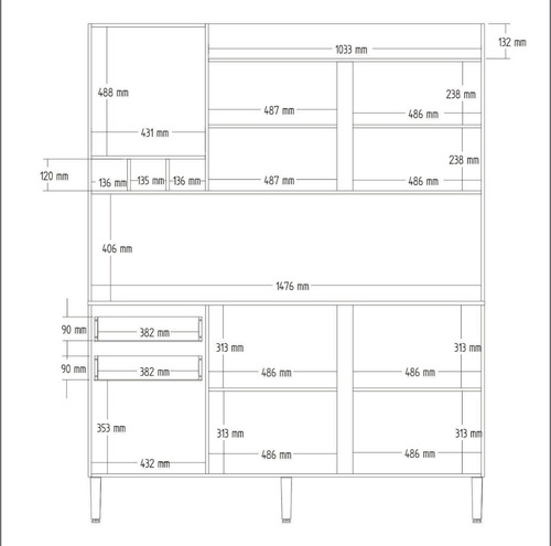 Imagen 5 de 10 de Mueble De Cocina Kit Completo 6 Puertas 2 Cajon Amoblamiento