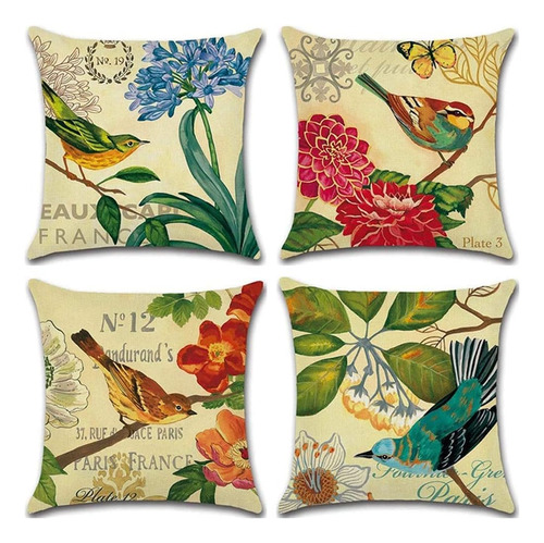 Sistwon Juego De 4 Fundas De Almohada De Lino De 18.0 X 18.0