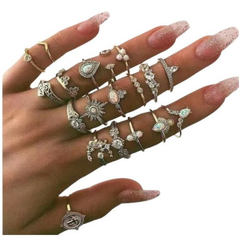 Anillos Midi Ring Tendencia Accesorios 572g Moda Cristal Dam