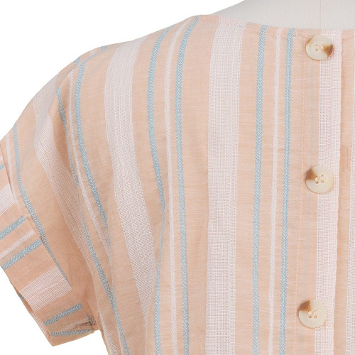 Imagen 5 de 6 de Blusa Vestir Rayas Peplum Manga Corta Fresca Primaveral.