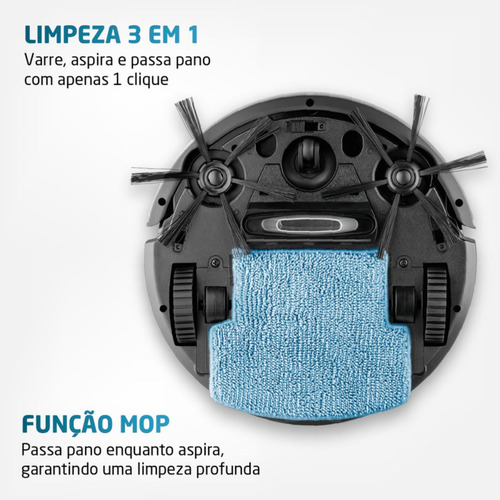 Robô Aspirador De Pó Mondial Pratic Clean Rb11 Cinza Bivolt Cor Preto 110V/220V