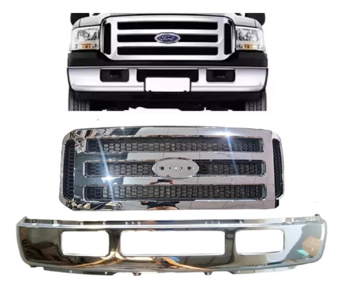 Kit Parachoque Diant + Grade F250 F350 F4000 07 A 19 Cromado