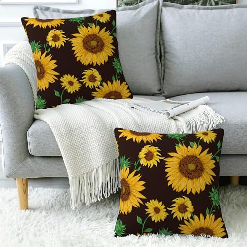 Funda De Cojín De Girasol 18x18 Pulgadas Juego De 2, Funda S