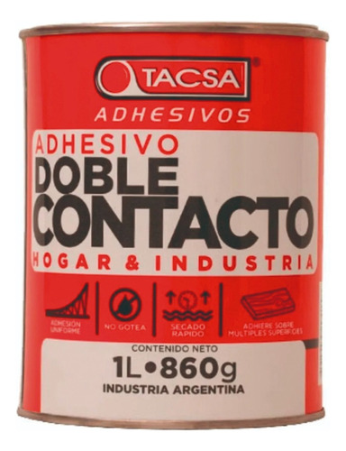 Cemento De Contacto Tacsa Adhesivo Hogar Industria X 1 Litro Pegamento Adhesivo De Contacto Tacsa Cemento de Contacto