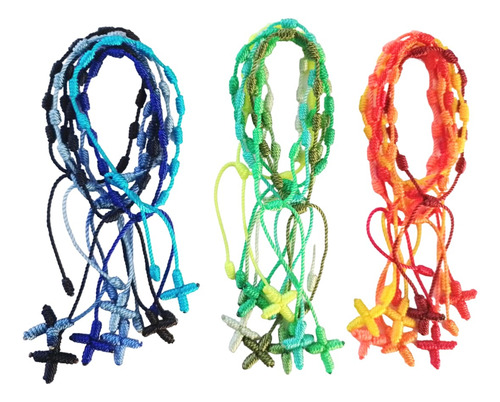 Decenarios Pulseras Hilo Cruz Recuerdo Bautizo Paq 100 Pzas