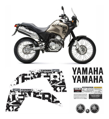 Kit Completo Adesivo Yamaha Tenere 250 2013 Areia Tnr005 Cor PRETA E BRANCA