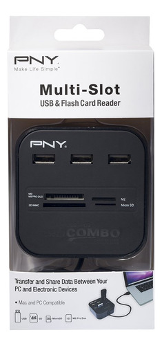 Pny Lector De Tarjetas Usb Y Flash De Múltiples Ranuras (p-u