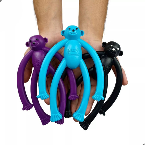 Brinquedos Mordedores Para Cachorros Bonecos De Macaquinhos Cor Preto, Azul Bebe, Roxo