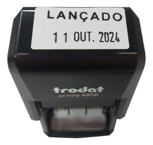 Carimbo Datador Auto-entintado Trodat 4850 C/ Texto Lançado Tinta Preto Exterior Preto
