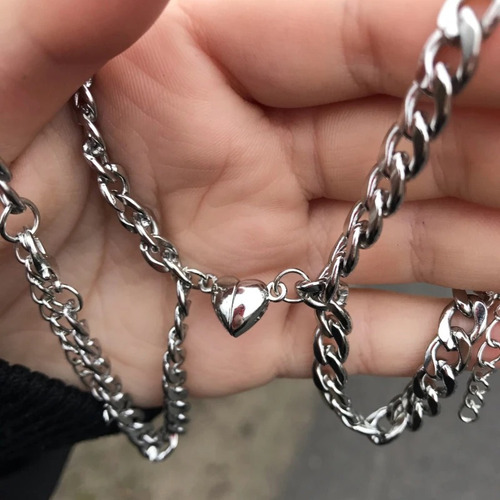 Pulseras Para Parejas Con Corazón Magnético De Acero
