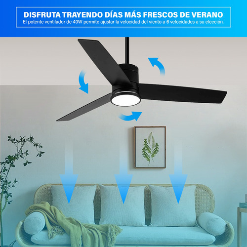 Ventiladores De Techo 4 Hojas Mdf Con Control Remoto Negro