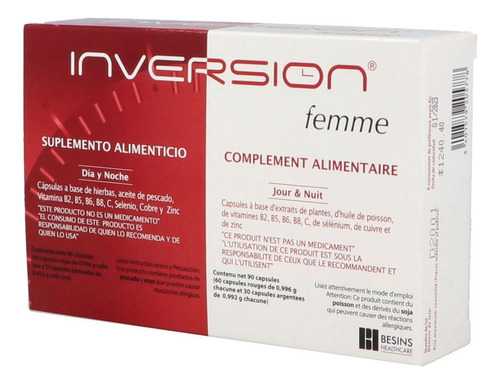 Suplemento Alimenticio Inversion Femme 90 Cápsulas Sin Sabor