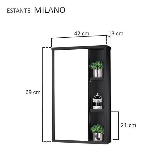 Imagem 5 de 5 de Espelho Para Banheiro Com Armário Milano Preto