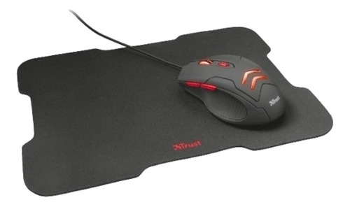 Kit Combo Mouse + Mouse Pad Trust Ziva Gaming 6 Botones Luz