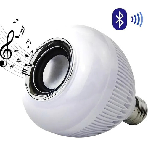 Imagem 1 de 9 de Lampada Luz Led Rgb Bluetooth Caixa Som + Controle Remoto