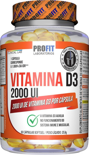 Vitamina D3 Colecalciferol 2000 Ui 60 Caps - Profit