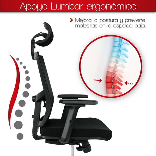 Imagen 3 de 7 de Silla De Oficina Curiti Esp.cremallera-sincro-brazo3d-slider