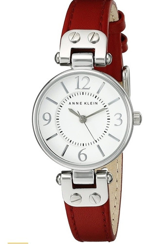 Anne Klein Reloj De Diseñador Mano Mujer 109443wtrd Ev Color de la correa Rojo Color del bisel Plateado Color del fondo Blanco