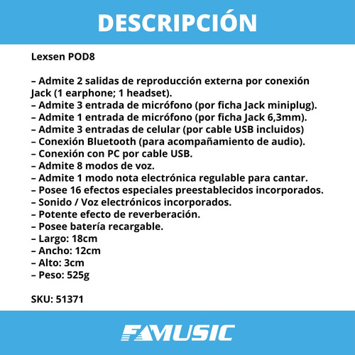 Imagen 2 de 11 de Mixer Bluetooth Portátil Lexsen Pod8 Interfaz Usb Mic Cel