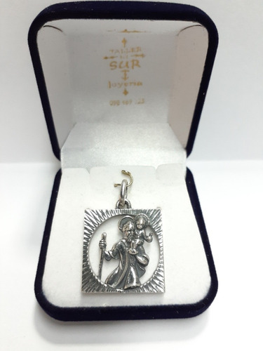 Medalla San Cristóbal Dije Religioso En Plata 925 (24x24mm)