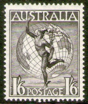 Australia Sello Aéreo Mint Mercurio Y Globo Terráqueo 1949