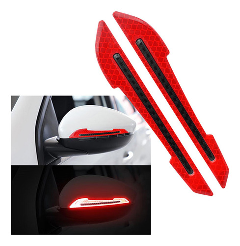 2 Pegatinas Reflectantes For Espejo Retrovisor, Rojas