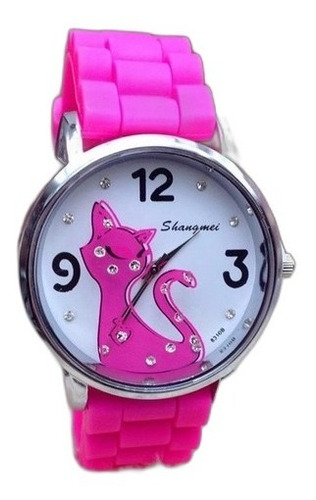 Imagem 1 de 3 de Relógio Feminino Gato Fashion Luxo Importado Pronta Entrega