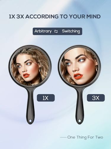 Espejo De Mano De Doble Cara, Aumento 1x/3x Para Maquillaje