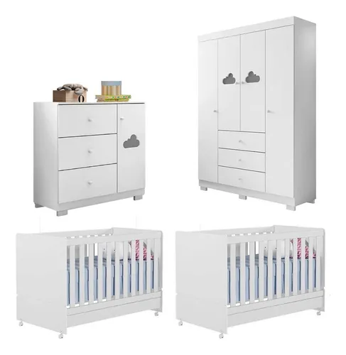 comprar Quarto Infantil Gemeos Guarda Roupa Comoda Ane 2 Berços 