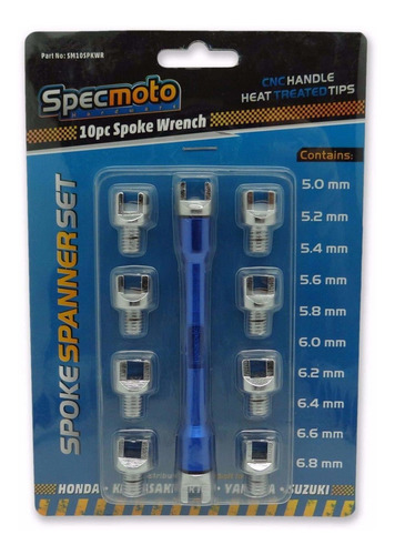 Specmoto Brand Spoke Spanner Wrench 10pc Tool Se Adapta...