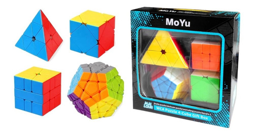 Imagen 1 de 3 de Cubos Mágicos Pack 4 Cubos, Pyraminx Megaminx Skewb Square-1
