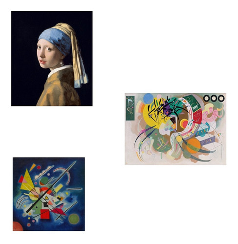 Imagem 1 de 2 de Kit 3 Posters Kandinsky Vermeer Arte Gravura Hd