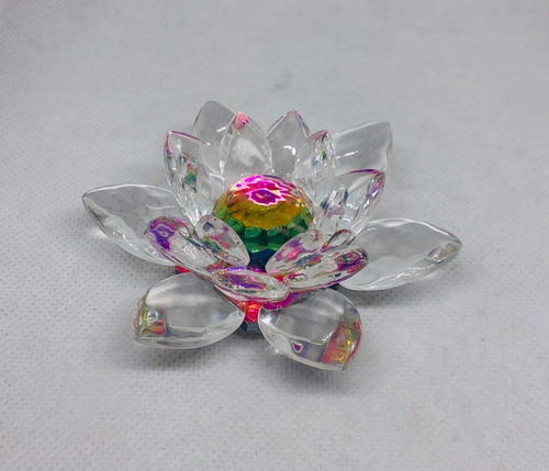 Flor De Loto Vidrio / Cristal 8 Cm Chica Tornasol