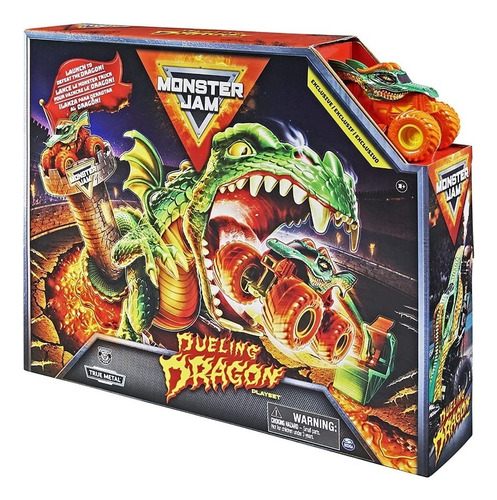 Set Monster Jam Vehiculo 1:64 Dragon Pista Y Rampa Playset