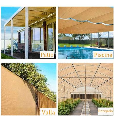 Fofodio Mallas Sombra 4x3m Rollo Mallasombra Reforzada Malla Sombra Rollo Raschel Corrediza Para Cercar Jardin Beige 90% Uv