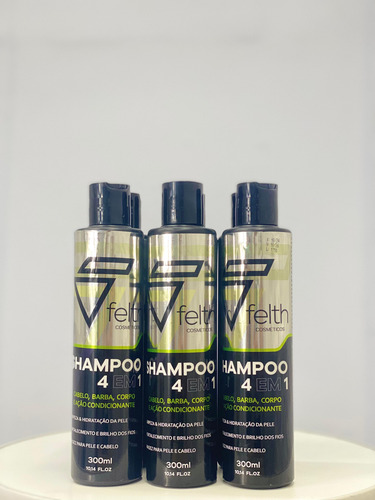 Kit 6unid Shampoo Felth 4 Em 1 Premium Brilho 300ml