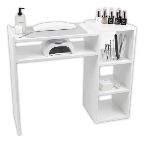 Mesa de Manicure para Nail Designer com Nichos Branca FR Móveis