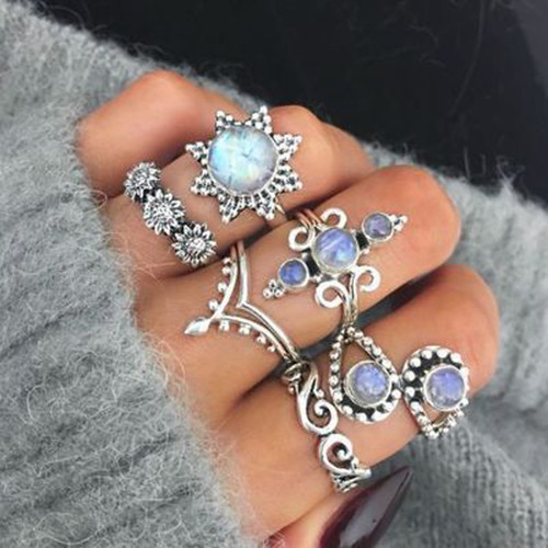 Juego De 6 Anillos Para Mujer, Bohemio, Vintage, Apilables P