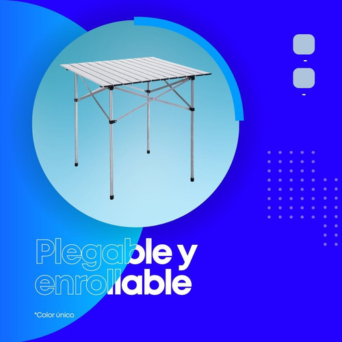 Mesa Plegable Enrollable De Aluminio 70x70 Calidad Superior