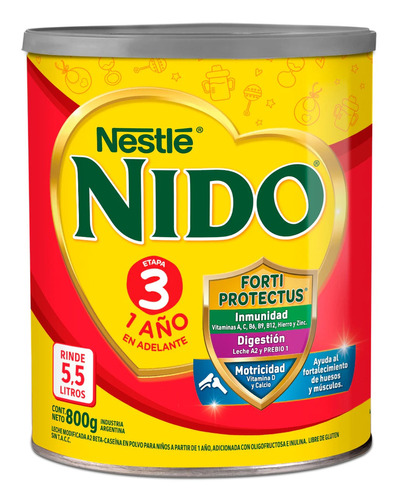 Nido 3 Leche En Polvo Lata X 800gr. Nestlé